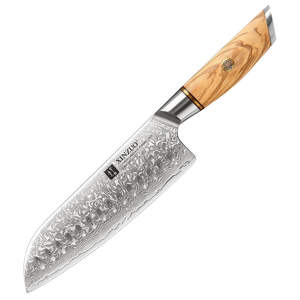 Cuchillo Santoku <span class=keywords><strong>XINZUO</strong></span> Ecológico de Acero de Damasco con Mango de Madera de Olivo, Cuchillo de Cocina Japonés Profesional - Product Image 1