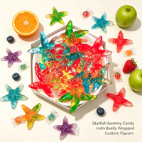 Bonbons gélifiés en vrac en forme d'étoiles de mer colorées, saveur fruits frais mélangés, en forme d'animaux marins, pour pâtisserie et confiserie