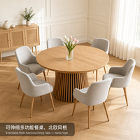 Table à manger extensible moderne en bois massif avec piètement métallique – Offre spéciale