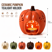 Support de bougie en céramique en forme de citrouille, lanterne décorative pour Halloween, décoration d'automne pour la maison, vente en gros