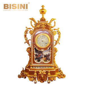 Elegante reloj de mesa de querubín con alas de hadas florales de porcelana de 35 pulgadas, candelabros de latón dorado, decoración <span class=keywords><strong>del</strong></span> hogar, Villa - Product Image 2