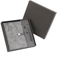Carnet de notes magnétique de luxe A5 bleu pour bureau, coffret cadeau d'entreprise 2025, ensemble de papeterie en cuir avec stylo