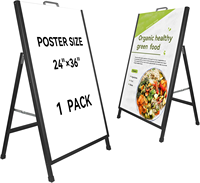 Panneau de trottoir moderne robuste 24x36 pouces, support de panneau sandwich portable, pliable, extérieur, en métal, écologique, pour publicité