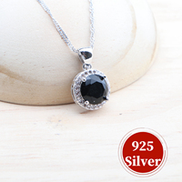 925 argent rond topaze noire ensembles de bijoux mariage cubique Zircon pierres de mariée boucles d'oreilles anneau pendentif collier pour femmes ensemble