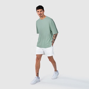 Nouveau style T-shirt en coton respirant pour homme, coupe oversize, couleur unie, manches courtes, col rond, style décontracté, t-shirt vierge en jersey - Product Image 6