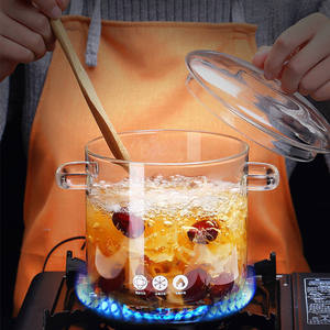 Ustensiles de cuisine en verre transparent de haute qualité pour soupe et marmites avec poignée Casserole de bonne qualité - Product Image 3