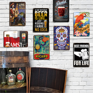 Engraçado Metal Tin Signs Bar Aberto Cheers Vintage Home Bar Wall Decor para Homens Coffee Man Cave Pequena Publicidade com impressão UV - Product Image 1