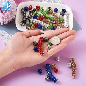 Perles <span class=keywords><strong>de</strong></span> boule Disco en cristal, strass, Tube incurvé, pavé en argile, cristal, breloques d'espacement en vrac pour la fabrication <span class=keywords><strong>de</strong></span> bijoux, pièces - Product Image 2