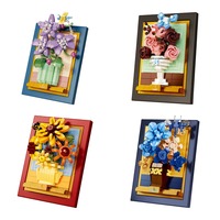 Mini blocs de construction, cadre floral, 4 styles, art mural 3D, bouquet DIY, jouet cadeau pour enfants et adultes de 6 ans et plus