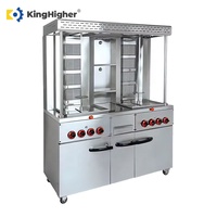Grande machine à shawarma double à gaz avec armoire, grill commercial vertical pour doner kebab, pour usage en cuisine de restaurant