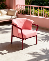 Fauteuil simple rose nordique en tissu confortable pour hôtel à thème, chambre d'enfant, appartement, zone de réception