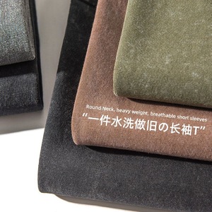 Custom-printed Retro Acid-washed Oversized Men's <strong>Long</strong>-<strong>sleeved</strong> T-shirt, Pure <strong>Cotton</strong> Faded <strong>Long</strong>-<strong>sleeved</strong> T-shirt with logo Printing - Product Image 3