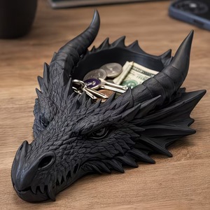 Black Wind Dragon Head Jewelry Storage Tray 3D Gothic Dark Style Desktop Ornament Home Decor Candle Holder - Product Image 2