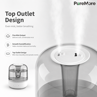 Humidificateur à ultrasons à brume froide avec réservoir d'eau visible, lumière d'ambiance douce, facile à nettoyer, pour chambre, maison, bureau, petite pièce