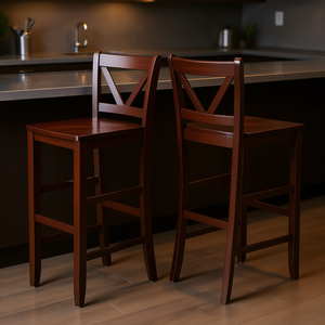 Sgabelli da bar Victor V Back, set da 2 pezzi, 29 pollici, in legno, stile tradizionale moderno, mobili da bar - Product Image 2