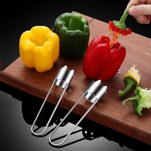 2 pieces of stainless steel core remover <b>tools</b>, suitable for apples, peppers, tomatoes, and fruit core removal. Durable and easy - Product Image 2