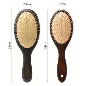 Cepillo de pelo de madera con púas metálicas para cabello fino y grueso, para hombres y mujeres, fabricantes, cepillo de pelo plano de bambú personalizado - Product Image 3
