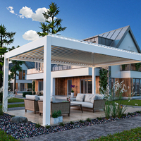 Pergola électrique en aluminium bioclimatique télécommandée 2x3 3x3m 3x4 3x5 5x4 3 m x 6m avec côtés persiennes blanches