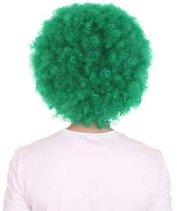 Conjunto de peluca y barba Afro verde pintor de los años 80 Unisex, pelucas de pelo loco para Mardi Gras, Cosplay, fiesta deportiva y accesorio de día espiritual - Product Image 5