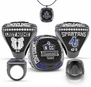 Bague de championnat personnalisée en alliage avec incrustation de cristaux et strass, plaquée or rose, design traditionnel pour le football - Product Image 2