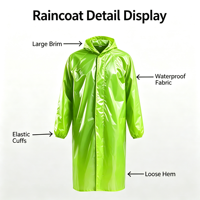 Poncho de pluie réfléchissant en tissu Oxford robuste pour hommes adultes, style coupe-vent une pièce, imperméable de sécurité pour le travail en extérieur