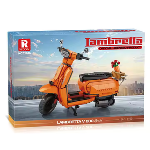 รถมอเตอร์ไซค์ <span class=keywords><strong>Lambretta</strong></span> V200 สีส้ม รุ่นใหม่ล่าสุด ปี 2025 ของเล่นเด็ก ของเล่นมอเตอร์ไซค์แบบประกอบ ตัวต่อโมเดล ของเล่นบล็อกสำหรับเด็กและวัยรุ่น - Product Image 2