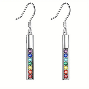 Orecchini pendenti colorati da donna, stile dopamina, gioielli alla moda con personalità - Product Image 5