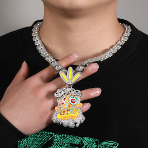 Iced Out Cartoon TS Micro ajuste diamante Jesús colgante rodio chapado en oro CZ joyería de moda Punk Collar para hombres - Product Image 6