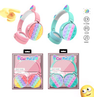 À la mode mignon chat oreille bleu dent casque sans fil casque plusieurs couleurs lumière LED sur la tête casque pour les enfants