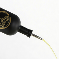 En stock – Bouteille d'huile d'olive extra vierge en verre, ronde, noire et blanche mate, 500 ml (16 oz), avec bec verseur et bouchon en liège, personnalisable avec logo