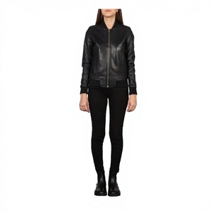 Black Genuine <b>Leather</b> <b>Jacket</b> Make Your Own Custom Design High Quality Women Bomber <b>Jacket</b> Manufacture - Product Image 2