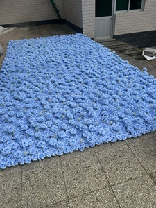 Solid Cool Tone Artificial Floral <b>Wall</b> With Full Rose Bloom For Salon And Themed Party <b>Decoration</b> - Product Image 1