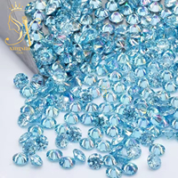 Pierre de Moissanite Synthétique en Vrac Bleu Océan 1ct Clarté VVS1 Coupe Ronde avec Effet Feu pour Bijoux Fins - Vente en Gros