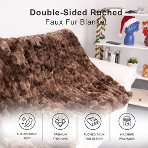 Couverture en fausse fourrure solide, <span class=keywords><strong>tricot</strong></span>ée, chaude, épaisse, taille king, pour la décoration de la maison - Product Image 2