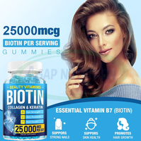 Ausreson OEM/ODM Super Biotine + Vitamine C B7 Compléments Alimentaires pour la Croissance Capillaire Gommes de Biotine Collagène Kératine