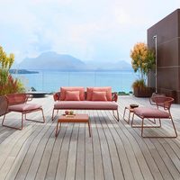 Ensemble de canapés en corde tressée à la main au design moderne, mobilier de jardin en corde, canapé en aluminium pour balcon et patio