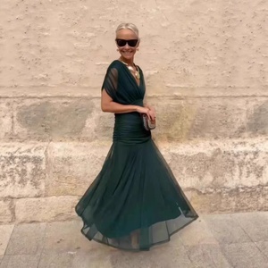 Vestido <span class=keywords><strong>de</strong></span> Fiesta Elegante <span class=keywords><strong>de</strong></span> Longitud Media con Cuello en V y Mangas Murciélago, Estampado, Verano 2026 - Product Image 3