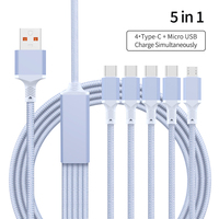 Kabel Ponsel 2m 5-in-1 USB Type-C Pengisian Cepat Berbahan Nilon Terjalin
