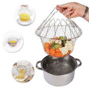 Pliable vapeur rinçage souche acier inoxydable pliant panier à frire passoire tamis maille passoire cuisine cuisine accessoires outils - Product Image 6