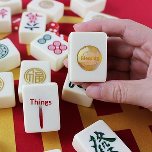 New Year Party Ivory Jinfu Home Hand Mahjong 42/44 Chinese Style National Tide High-end Gift Box with Pocket Cushion - Product Image 1