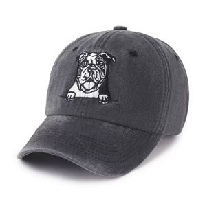 Casquette de baseball vintage en jean délavé à 6 panneaux, style 'Dad Hat', avec broderie motif chiot et feuille, visière incurvée réglable, pour hommes et femmes, vente en gros - Product Image 3