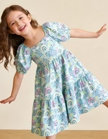 Robe pour fille en gros, robe à col rond en tissu de soie de lait, manches courtes, vêtements d'été pour bébé, robe patchwork pour 0-9T