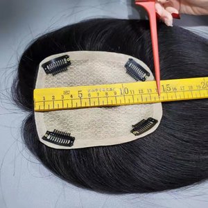 5*8cm 8-12 pollici Topper Hair Piece con frangia 100% <span class=keywords><strong>Real</strong></span> Remy Human Hair Topper per le donne con capelli sottili marrone naturale - Product Image 4