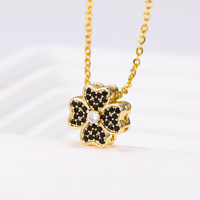 Vente en gros Trèfle Cube Zircone Laiton Vert Noir Placage Or 18k Mode Mode et Mode Collier en or exquis pour les femmes