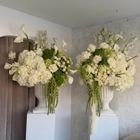 Premium Weiß-Grüne Künstliche Seidenrosen Hochzeits-Blumenarrangement Altar-Hintergrund Zeremonie-Tischdekoration