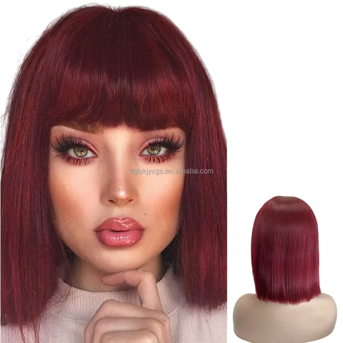WH09 Wholesale Short Wig Cosplay Mid-long Bobo Peluca Heat Resistant Wigs Black Synthetic Anime Hair Cosplay for Party Women