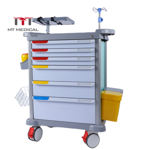 Chariot <span class=keywords><strong>de</strong></span> <span class=keywords><strong>travail</strong></span> d'urgence <span class=keywords><strong>de</strong></span> luxe MT MEDICAL avec 5 tiroirs, chariot mobile d'anesthésie pour hôpital - Product Image 1