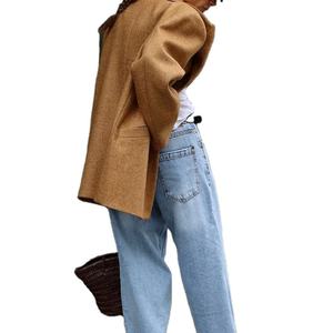 Chaquetas de Otoño Personalizadas para Mujer, Chaquetas de Negocios para Mujer, Chaqueta de Lino y Algodón con Solapa Grande, Estilo Vintage Simple - Product Image 2