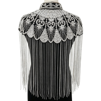 Châle à franges brodé main avec perles, style vintage Yunjian Sari, cape d'épaule pour mariée, mariage, fête, banquet, soirée