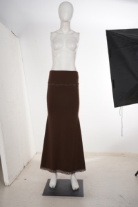 Women Brown A Line Midi <b>Skirt</b> Low Waist Lace Trim Hem Elegant Slim Fit <b>Long</b> <b>Skirt</b> Casual Vintage Party <b>Skirt</b> 2026 New - Product Image 6